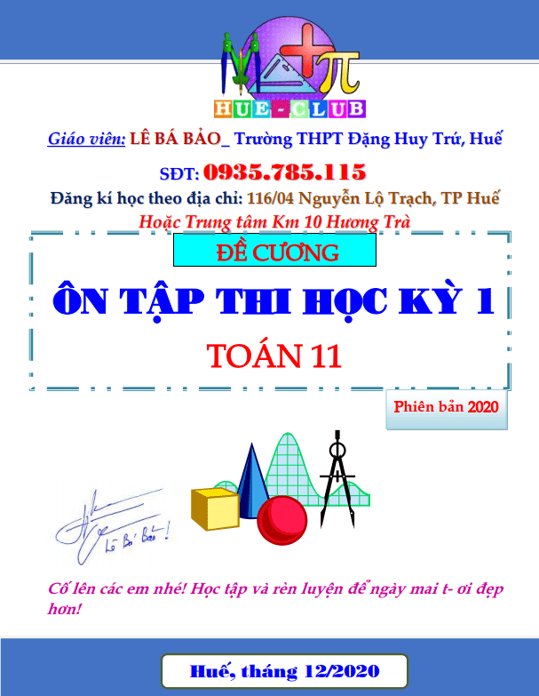 231 câu trắc nghiệm ôn thi học kỳ 1 Toán 11 – Lê Bá Bảo