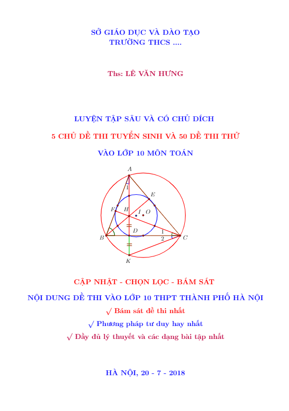 5 chủ đề ôn thi tuyển sinh vào lớp 10 môn Toán – Lê Văn Hưng