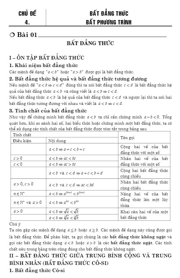 Bài tập bất đẳng thức và bất phương trình có lời giải chi tiết – Nguyễn Phú Khánh, Huỳnh Đức Khánh