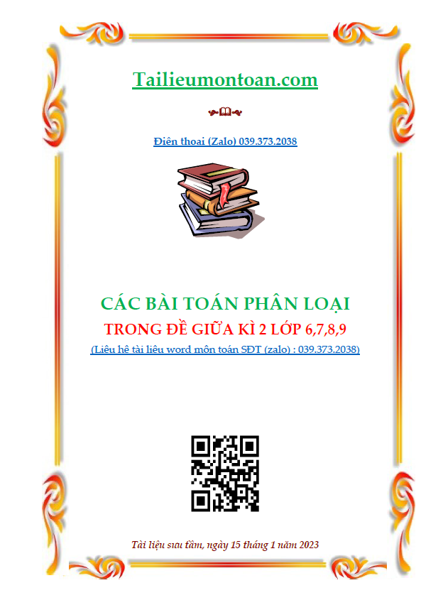 Các bài toán phân loại giữa kì 2 lớp 6,7,8,9