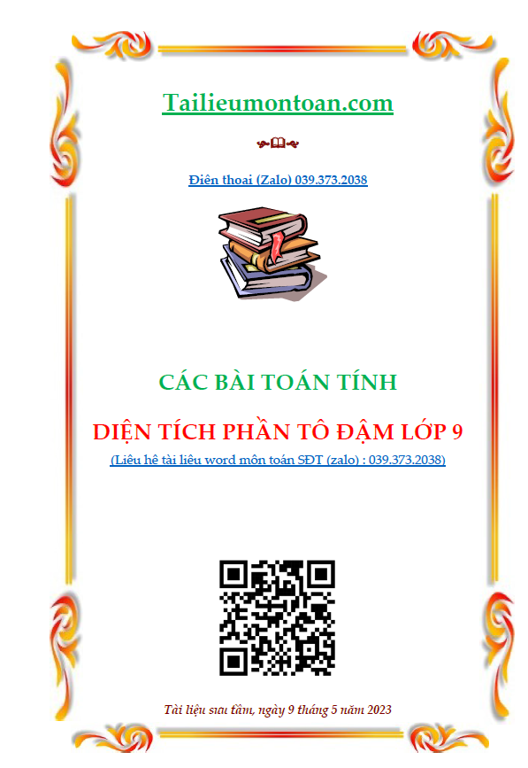 Các bài toán tính diện tích phần tô đậm lớp 9