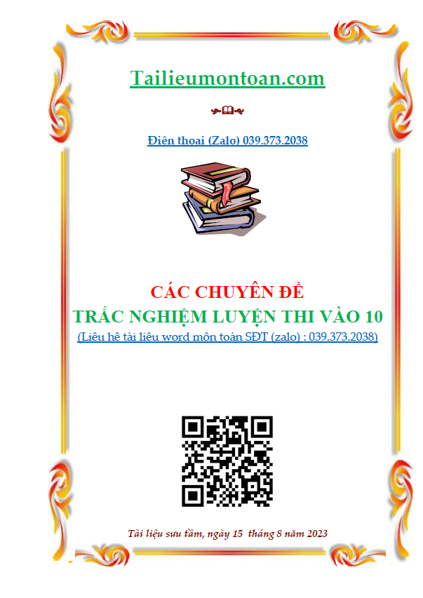 Các chuyên đề trắc nghiệm luyện thi toán vào 10