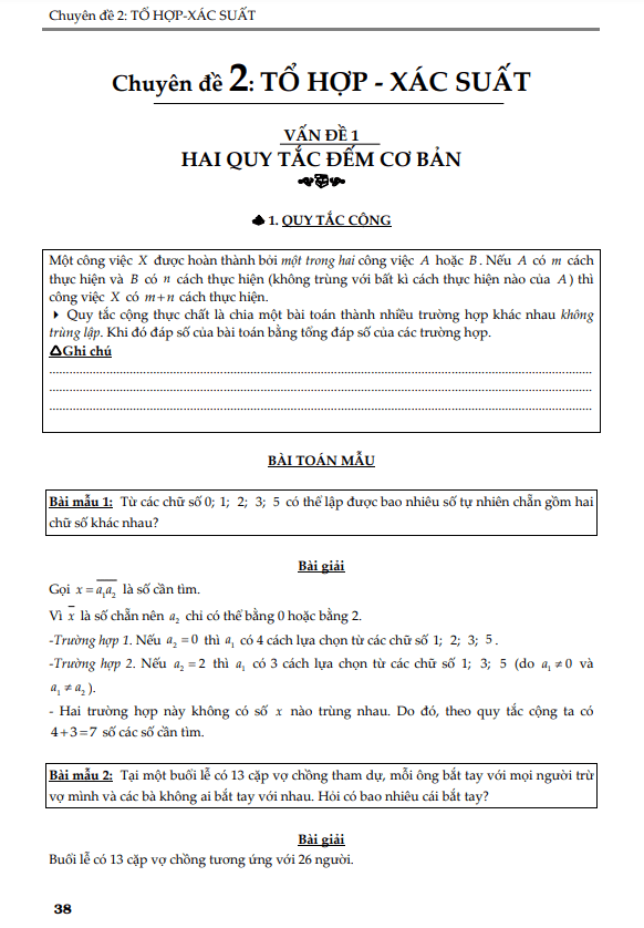 Các dạng bài tập tổ hợp – xác suất