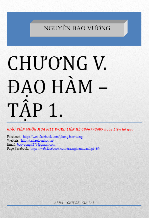 Chuyên đề đạo hàm – Nguyễn Bảo Vương