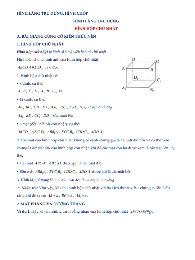 Chuyên đề hình hộp chữ nhật