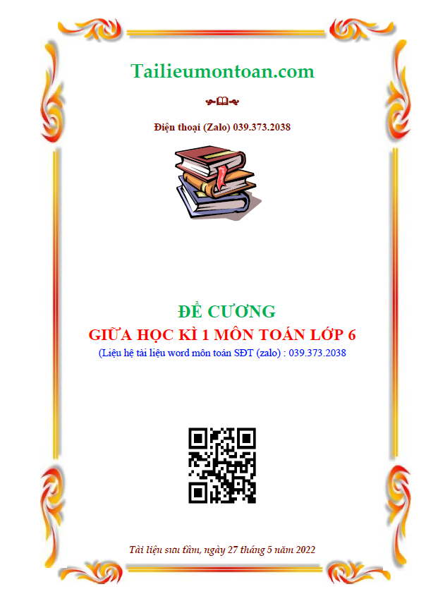 Đề cương giữa kì 1 môn toán lớp 6