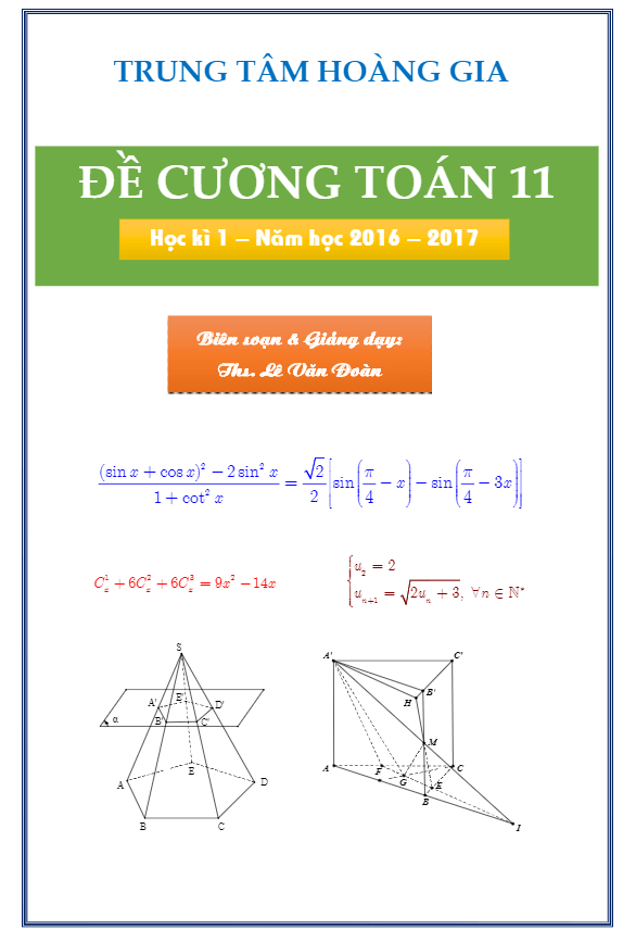 Đề cương học tập môn Toán học kỳ I lớp 11 – Lê Văn Đoàn