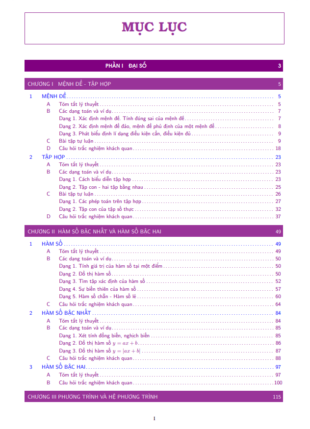 Đề cương Toán 10 học kỳ 1 trường THPT Marie Curie – TP Hồ Chí Minh