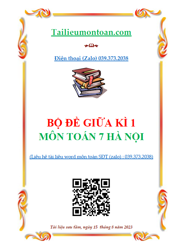 Đề giữa kì 1 môn toán lớp 7 hà nội