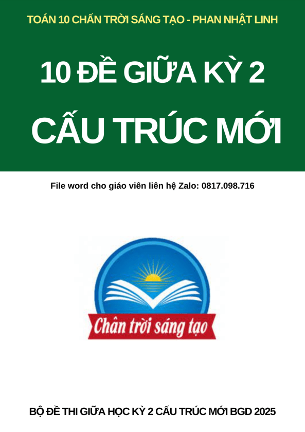 Đề giữa kỳ 2 Toán 10 CTST năm 2023 – 2024 theo định hướng Bộ GD&ĐT 2025