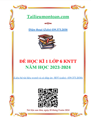 Đề học kì 1 lớp 6 kết nối tri thức năm 2024