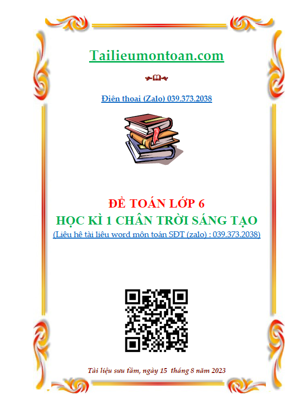 Đề học kì 1 môn toán 6 chân trời sáng tạo