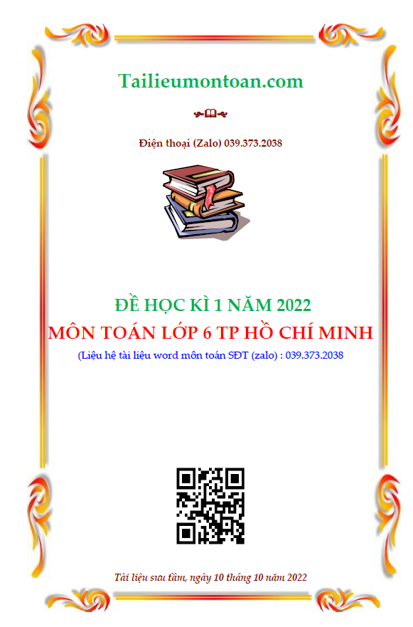 Đề học kì 1 môn toán lớp 6 thành phố Hồ Chí Minh năm 2023