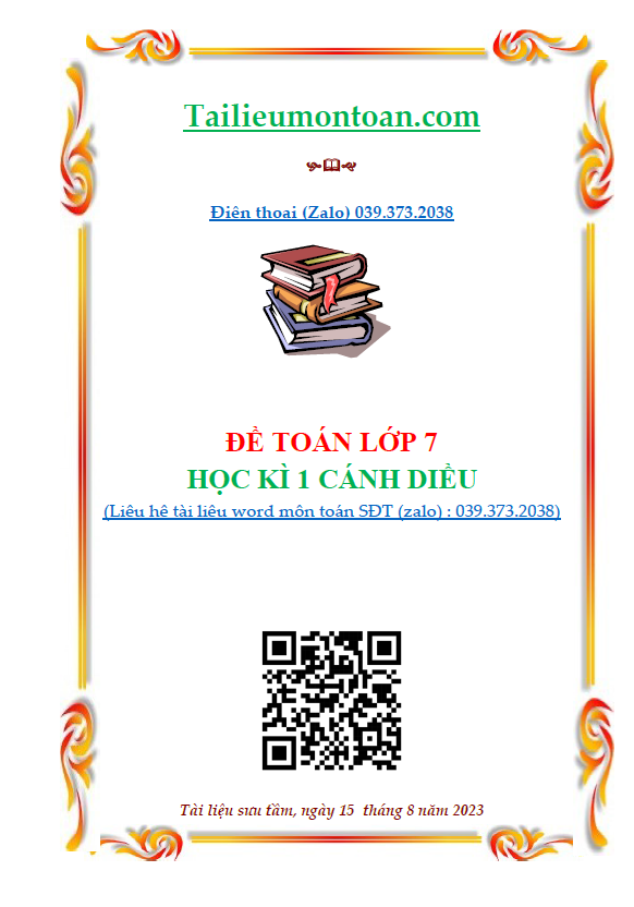 Đề học kì 1 môn toán lớp 7 canh diều