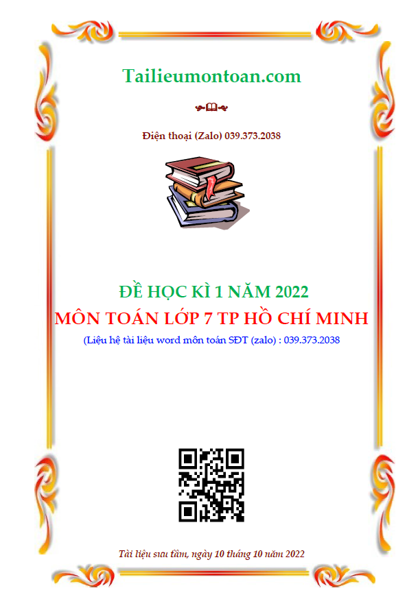 Đề học kì 1 môn toán lớp 7 thành phố Hồ Chí Minh năm 2022