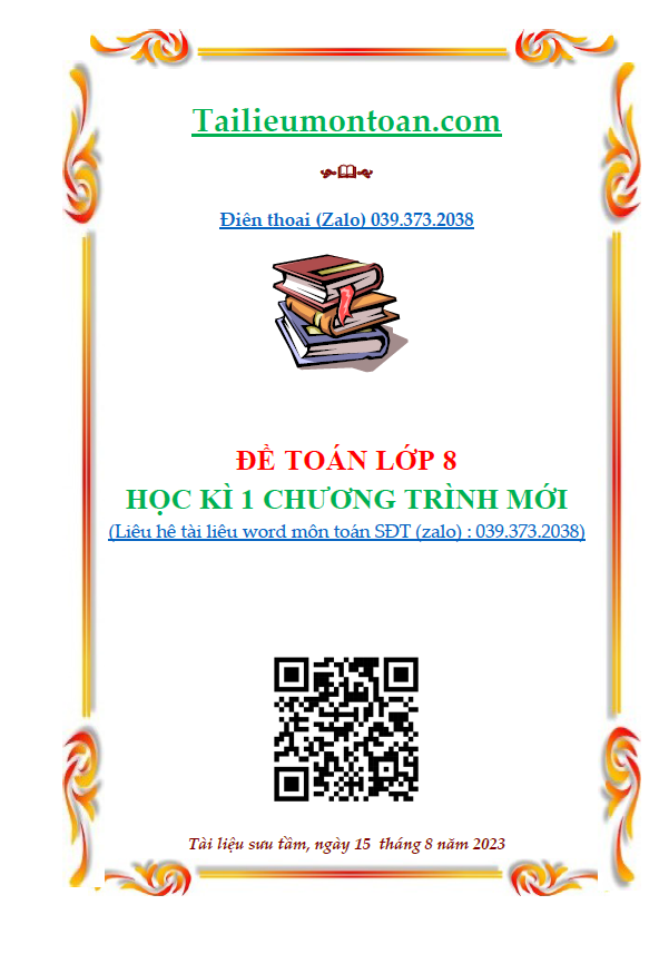 Đề học kì 1 môn toán lớp 8 cánh diều