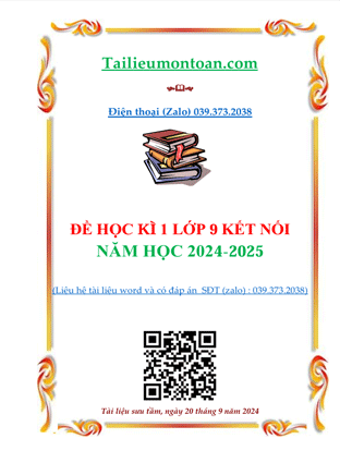 Đề học kì 1 môn toán lớp 9 chương trình mới 2024
