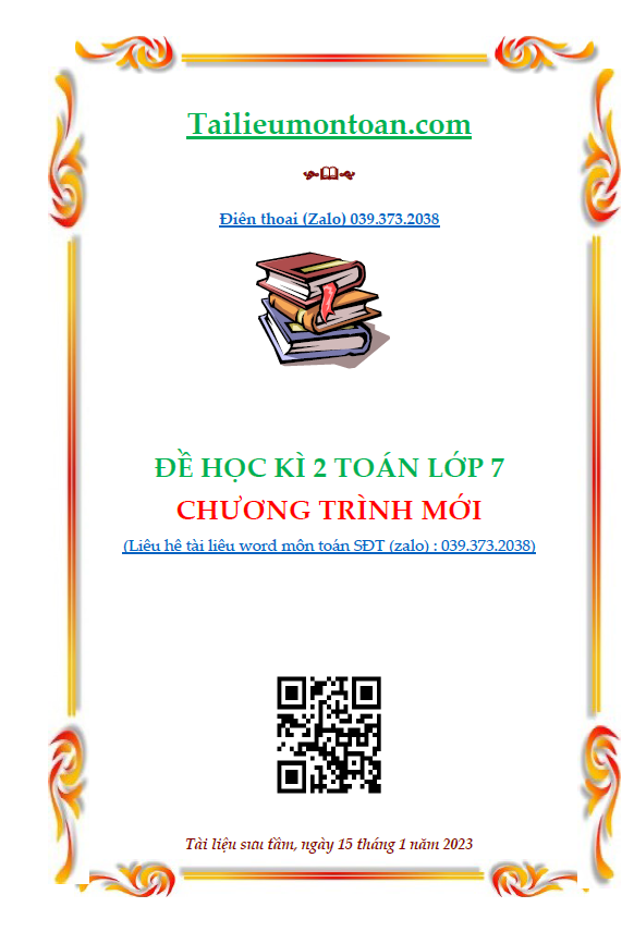 Đề học kì 2 môn toán lớp 7 theo chương trình mới