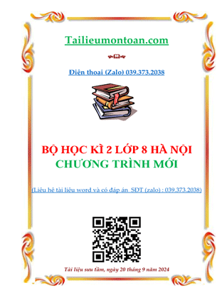 Đề học kì 2 môn toán lớp 8 hà nội năm 2024