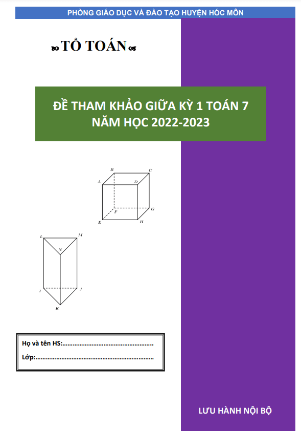 Đề tham khảo giữa kỳ 1 Toán 7 năm 2022 – 2023 phòng GD&ĐT Hóc Môn – TP HCM