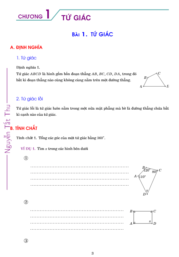 Lý thuyết và bài tập chuyên đề tứ giác – Nguyễn Tất Thu