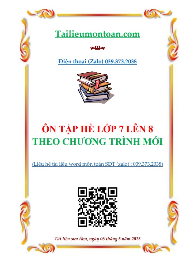 Ôn hè toán lớp 7 lên lớp 8 chương trình mới