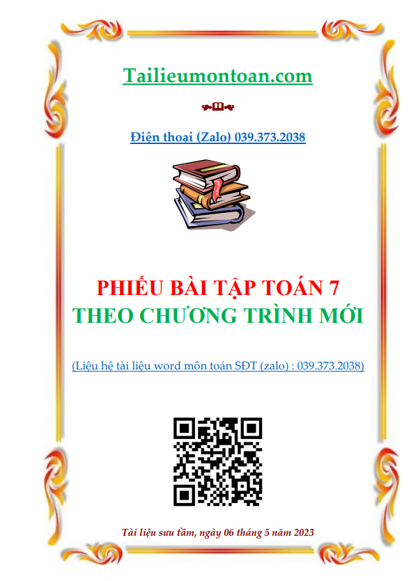 Phiếu bài tập toán lớp 7 chương trình mới