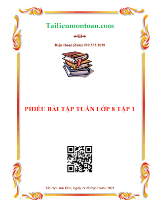 Phiếu bài tập tuần môn toán lớp 8 tập 1