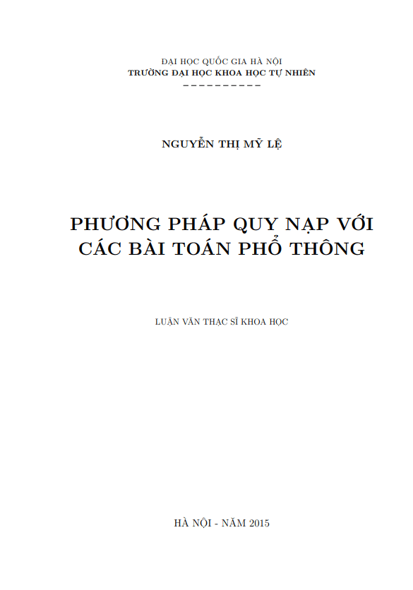 Phương pháp quy nạp với các bài toán phổ thông – Nguyễn Mỹ Lệ