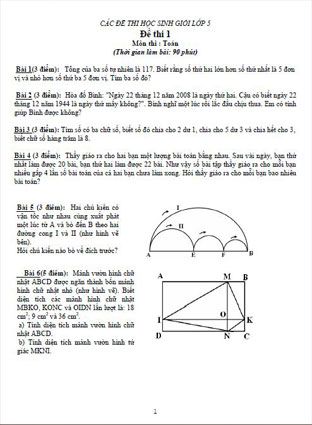 Tuyển chọn đề thi học sinh giỏi toán lớp 5