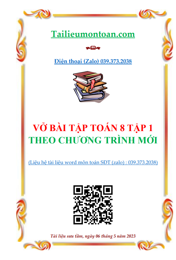Vở bài tập môn toán lớp 8 tập 1 chương trình mới