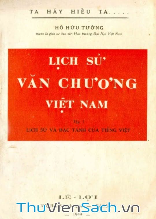 Lịch Sử Văn Chương Việt Nam - Tập 1